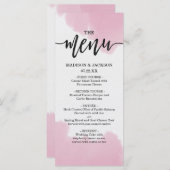 Blush Roze Waterverf Brush Lijnen Bruiloft Menu (Voorkant / Achterkant)