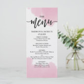 Blush Roze Waterverf Brush Lijnen Bruiloft Menu (Staand voorkant)