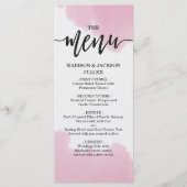 Blush Roze Waterverf Brush Lijnen Bruiloft Menu (Voorkant)