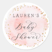 Blush Roze Waterverf Circle Baby shower Ronde Sticker (Voorkant)