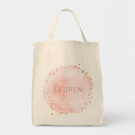 Blush roze Waterverf Cirkel Gepersonaliseerde kerr Tote Bag