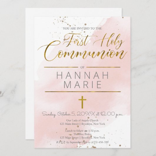 Blush Roze Waterverf Communityuitnodiging Kaart (Voorkant / Achterkant)