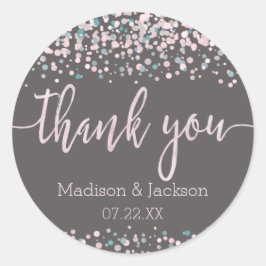 Blush Roze Waterverf Confetti bruiloft gunst Ronde Sticker