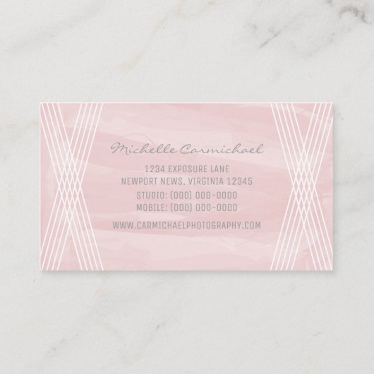 Blush Roze Waterverf Deco Visitekaartje (Achterkant)