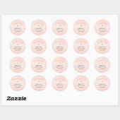 Blush roze waterverf doop dank u ronde sticker (Vel)