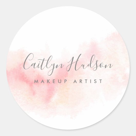 Blush roze Waterverf Feminine Ronde Sticker (Voorkant)