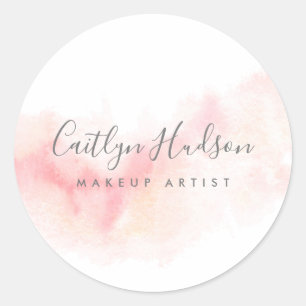 Blush roze Waterverf Feminine Ronde Sticker