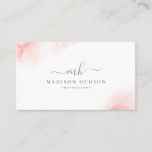 Blush roze Waterverf Feminine Visitekaartje