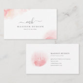 Blush roze Waterverf Feminine Visitekaartje (Voorkant / Achterkant)