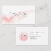 Blush roze Waterverf Feminine Visitekaartje (Voorkant / Achterkant)