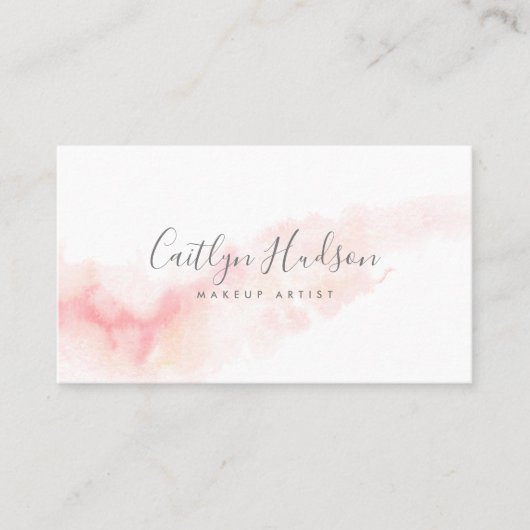 Blush roze Waterverf Feminine Visitekaartje (Voorkant)