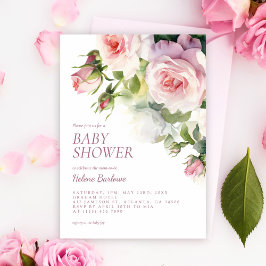 Blush Roze Waterverf Floral Baby shower Kaart