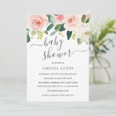 Blush Roze Waterverf Floral Baby shower Kaart (Staand voorkant)