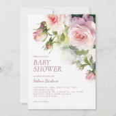 Blush Roze Waterverf Floral Baby shower Kaart (Voorkant)