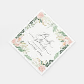 Blush roze waterverf floral baby shower servet (Hoek)