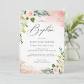 Blush Roze Waterverf Floral Baptisme (Staand voorkant)