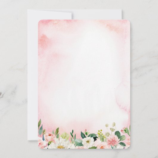 Blush Roze Waterverf Floral Baptisme (Achterkant)