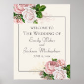 Blush roze Waterverf Floral Cream Weddenschap Welk Poster (Voorkant)