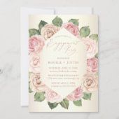 Blush roze Waterverf Floral Engagement Party Kaart (Voorkant)