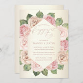 Blush roze Waterverf Floral Engagement Party Kaart (Voorkant / Achterkant)