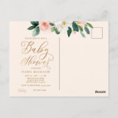 Blush Roze Waterverf Floral Farmhouse Baby shower Briefkaart (Achterkant)
