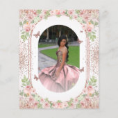 Blush Roze Waterverf Floral Glitter Quinceanera Flyer (Achterkant)