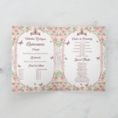 Blush Roze Waterverf Floral Glitter Quinceanera Programma (Binnen)