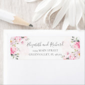 Blush Roze Waterverf Floral Greenery Adres Etiket (Insitu)