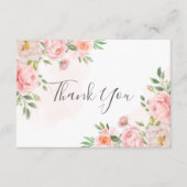 Blush roze Waterverf Floral Greenery Wedding Bedankkaart (Voorkant)