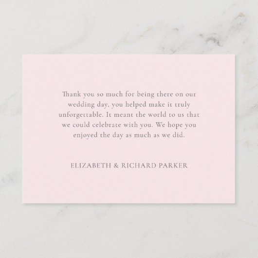 Blush roze Waterverf Floral Greenery Wedding Bedankkaart (Achterkant)