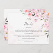 Blush roze Waterverf Floral Greenery Wedding Informatiekaartje (Voorkant / Achterkant)