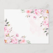 Blush roze Waterverf Floral Greenery Wedding Informatiekaartje (Achterkant)