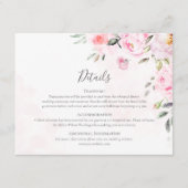 Blush roze Waterverf Floral Greenery Wedding Informatiekaartje (Voorkant)