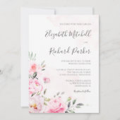 Blush roze Waterverf Floral Greenery Wedding Kaart (Voorkant)
