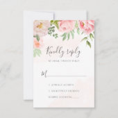 Blush roze Waterverf Floral Greenery Wedding RSVP Kaartje (Voorkant)