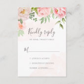 Blush roze Waterverf Floral Greenery Wedding RSVP Kaartje (Voorkant)