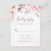 Blush roze Waterverf Floral Greenery Wedding RSVP Kaartje (Voorkant)