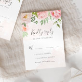 Blush roze Waterverf Floral Greenery Wedding RSVP Kaartje