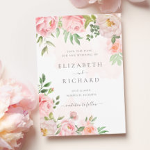 Blush roze Waterverf Floral Greenery Wedding