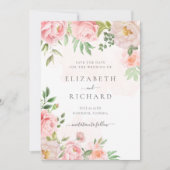 Blush roze Waterverf Floral Greenery Wedding Save The Date (Voorkant)
