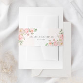 Blush roze Waterverf Floral Greenery Wedding Uitnodigingen Wikkel