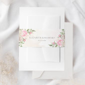 Blush roze Waterverf Floral Greenery Wedding Uitnodigingen Wikkel