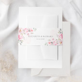 Blush roze Waterverf Floral Greenery Wedding Uitnodigingen Wikkel