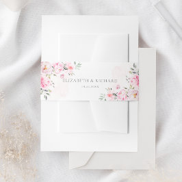 Blush roze Waterverf Floral Greenery Wedding Uitnodigingen Wikkel
