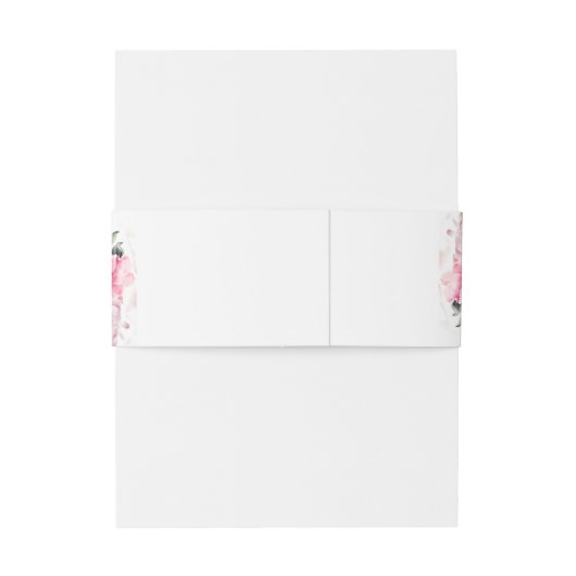 Blush roze Waterverf Floral Greenery Wedding Uitnodigingen Wikkel (Achterkant Voorbeeld)