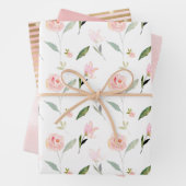 Blush Roze Waterverf Floral Inpakpapier Vel (In situ)