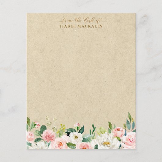 Blush roze Waterverf Floral & Kraft op maat (Voorkant)