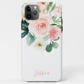 Blush roze Waterverf Floral met Jouw naam Case-Mate iPhone Case (Achterkant)