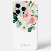 Blush roze Waterverf Floral met Jouw naam Case-Mate iPhone Case (Achterkant)