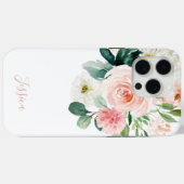 Blush roze Waterverf Floral met Jouw naam Case-Mate iPhone Case (Achterkant (horizontaal))